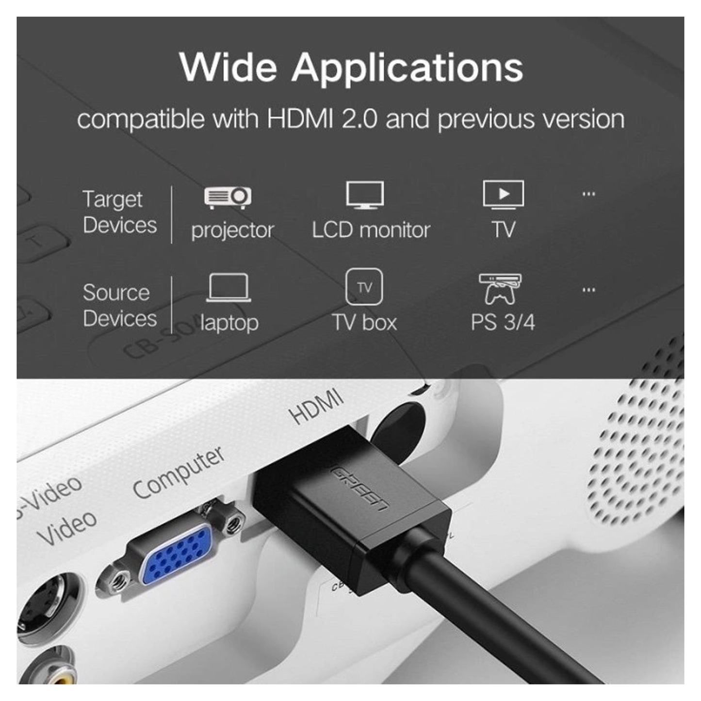 كابل UGREEN 4K HDMI 1.4 @30Hz عالي السرعة بقاعدة نحاسية (HD104)