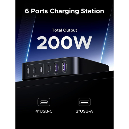 Ugreen Nexode 200W USB C GaN Charger-6 Ports Desktop Charger / 40914