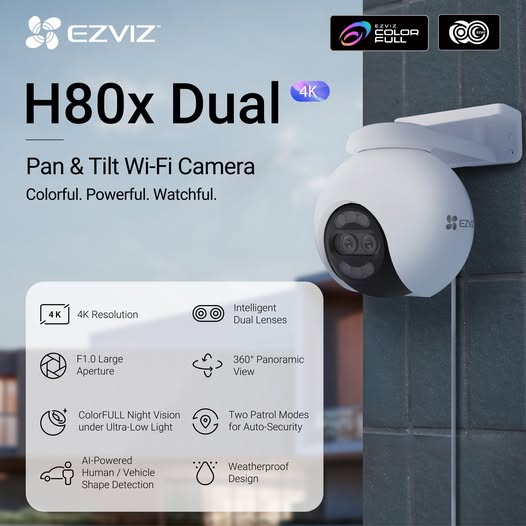 Ezviz 8mp+2mp Dual Lens PT Camera Outdoor-H80x