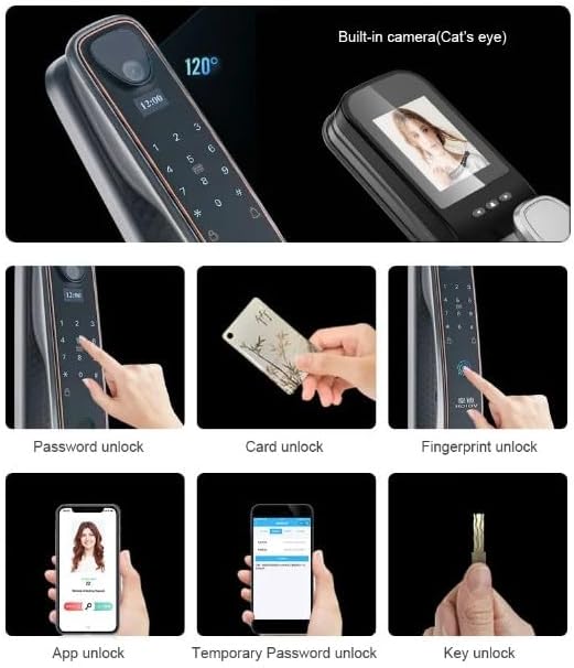 Smart Door Lock 3D-Face Recognition | Surveillance| Video Call | Self Open | Waterproof | SE44x