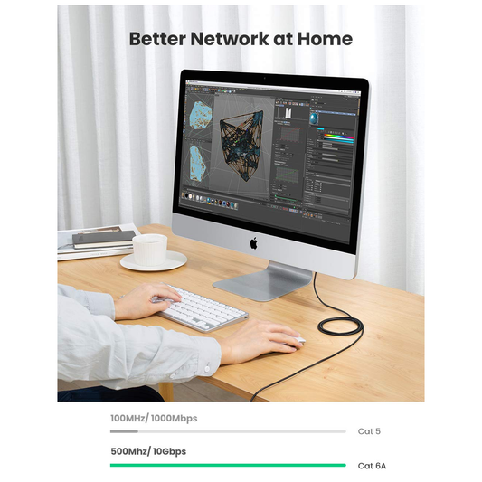 UGREEN CAT 6A Pure Copper Ethernet Cable OD2.8 (Black) - NW122