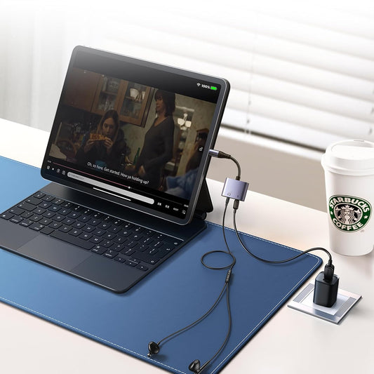 محول صوت 2 في 1 من JOYROOM SY-L01 لنقل الصوت من Lightning إلى 3.5 مم + Lightning - أسود