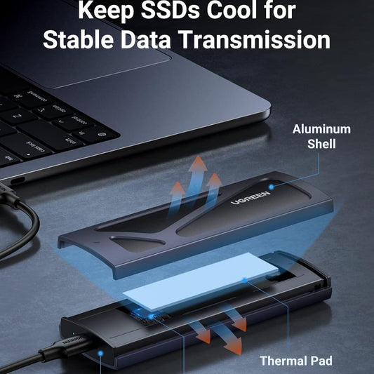 علبة محرك الأقراص الصلبة UGREEN M.2 NVME (10 جيجابت في الثانية) مع كابل C إلى C وC إلى A / 15512