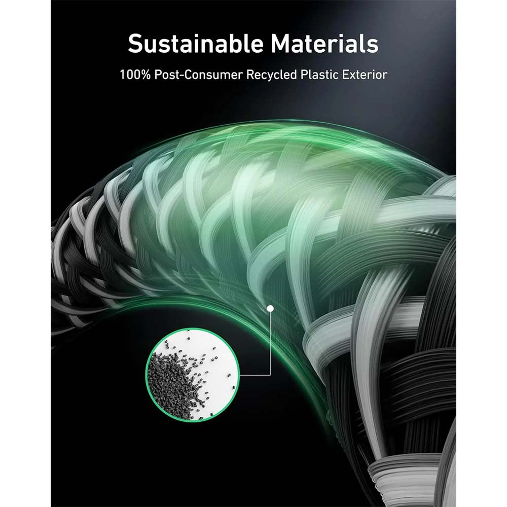 كابل Anker Prime USB-C إلى USB-C، 240 واط، 0.9 متر، كابل مضفر مُعاد تدويره، A88E2011