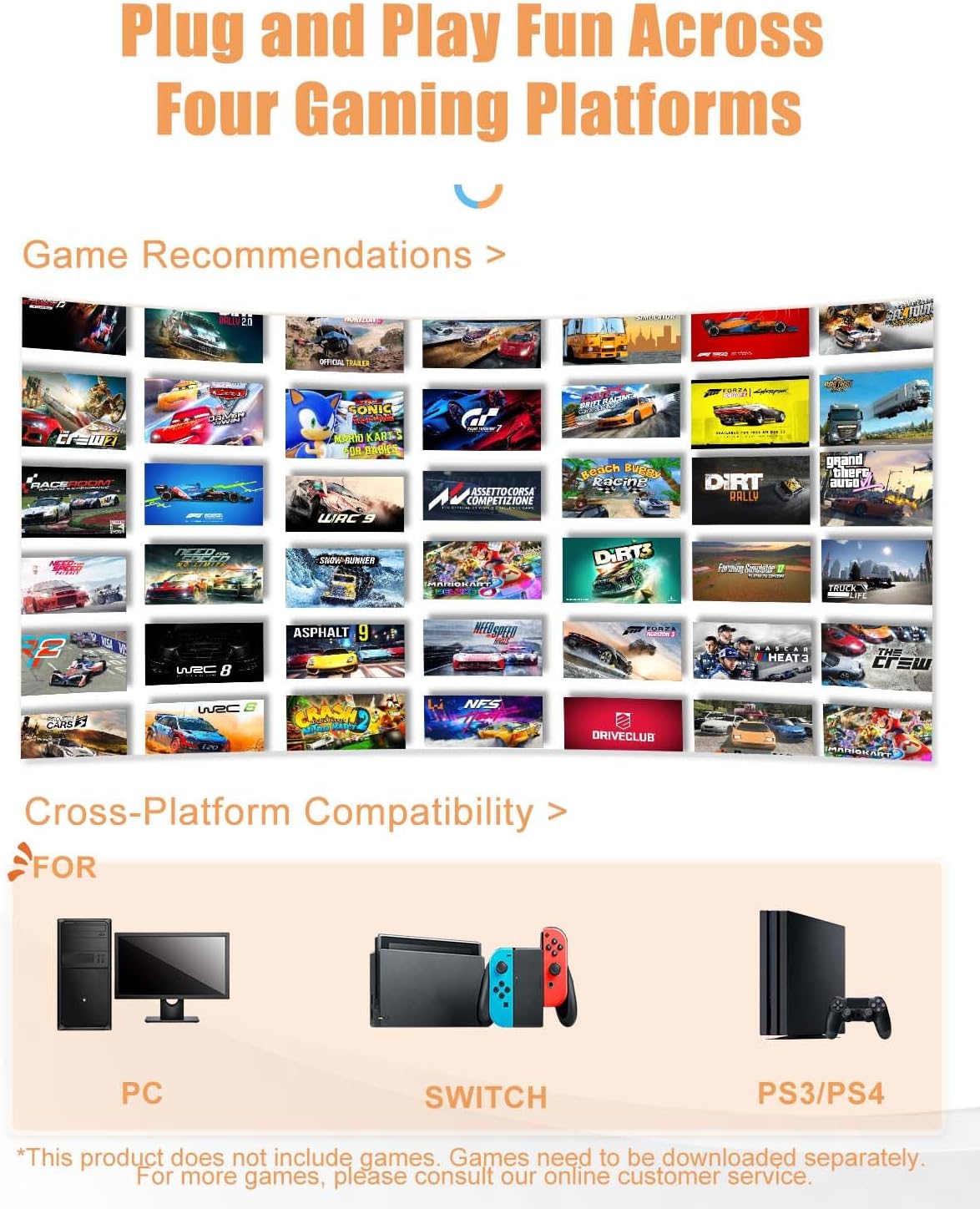 PXN V3 Pro Games Steering Wheel | (Black - Orange)