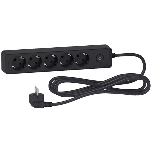 Schneider Power Strip 5 Gang | White/Black | 3 Meter | EU Plug