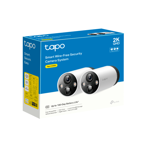 4mp Outdoor Smart Wire-Free Security Camera System, 2-Camera System Tapo C420S2