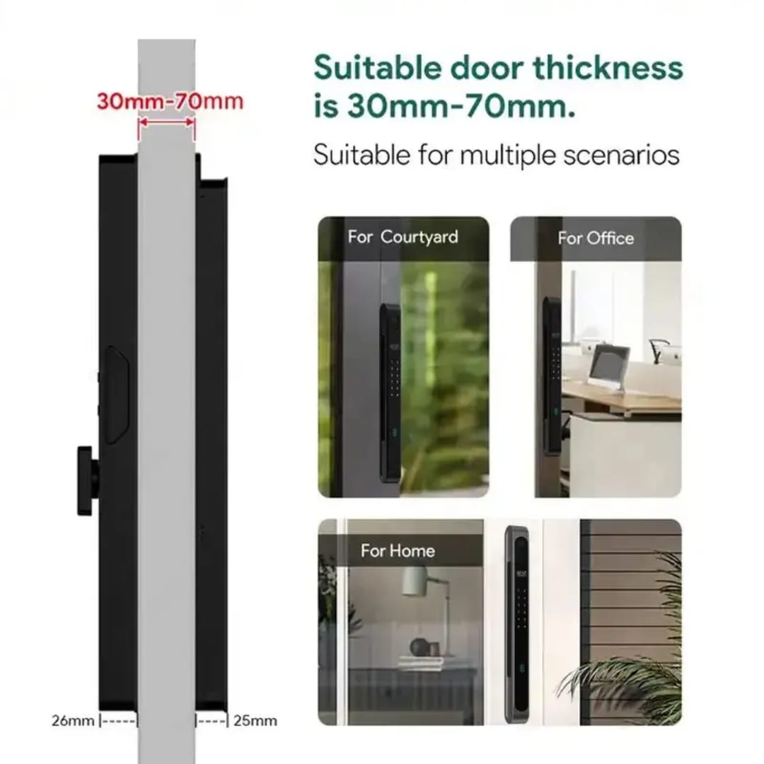 قفل الباب الذكي SE55 بتصميم نحيف يدعم قفل ثلاثي
