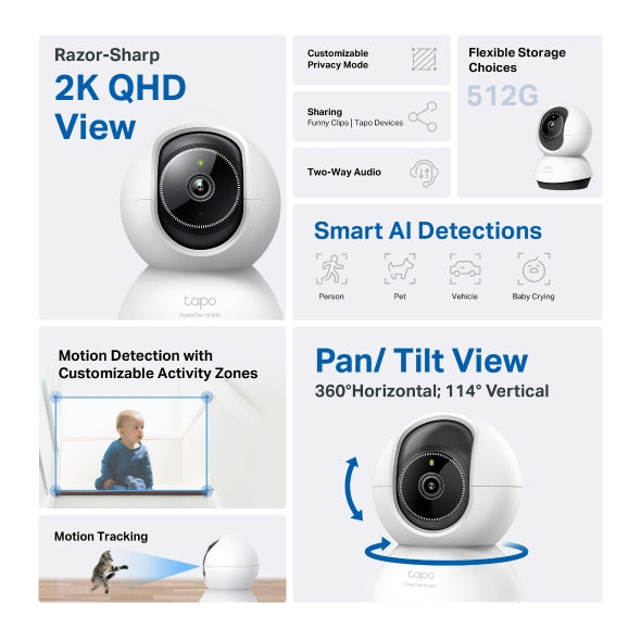 Tapo TC72 | 4MP AI Home Security Wi-Fi Camera