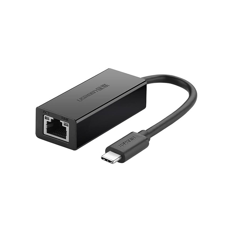 محول إيثرنت USB 2.0 Type-C إلى يدعم سرعات 10/100/1000 من يوجرين لون أسود/30287