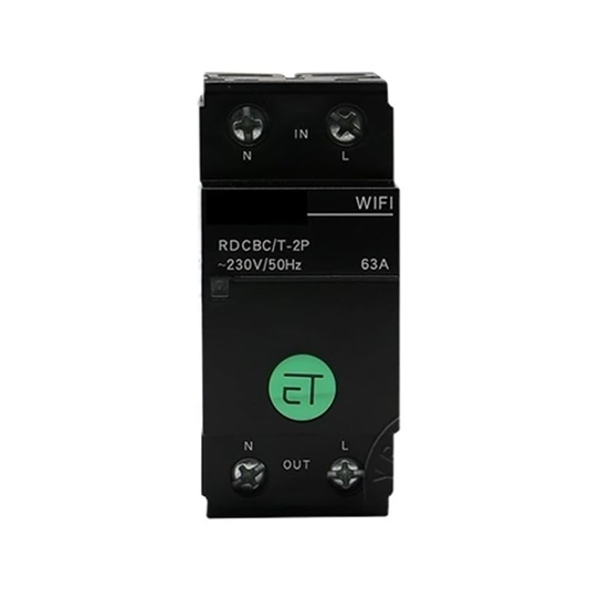 قاطع ذكي ثنائي القطب (عداد الطاقة) (36 مم / 63 أمبير) أسود HAW-03T