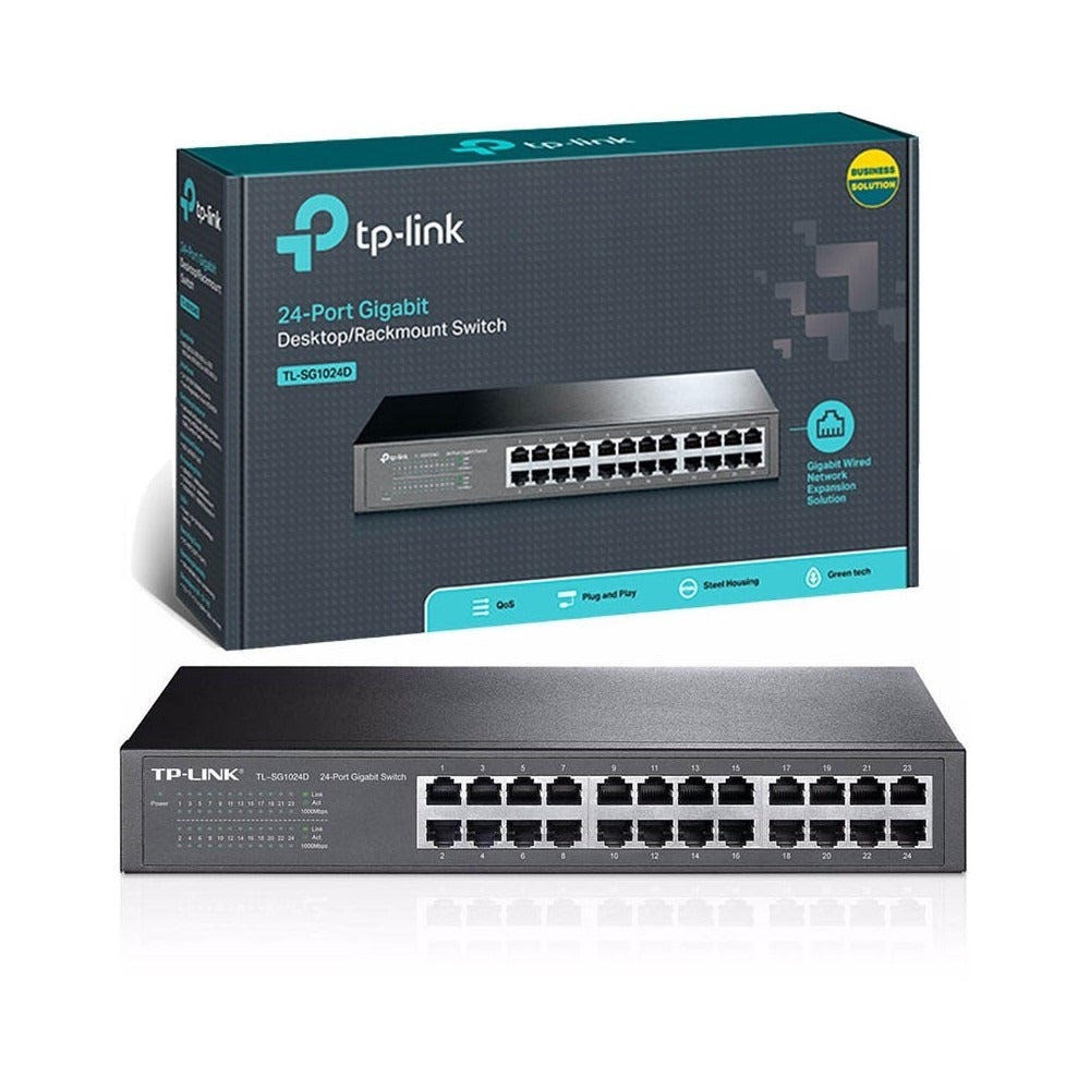 مفتاح TP-Link Gigabit المكتبي/المثبت على الرفوف ذو 24 منفذًا / TL-SG1024D