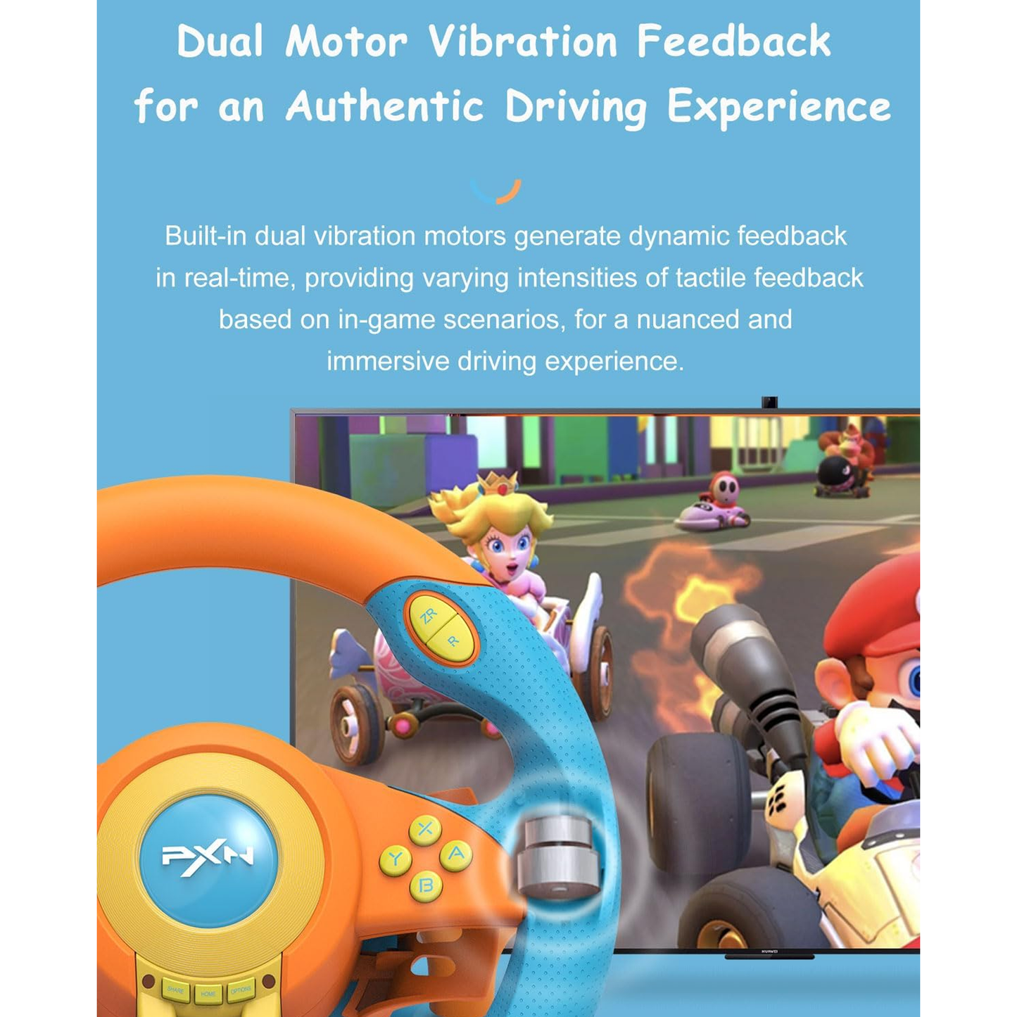 PXN V3 Pro Games Steering Wheel | (Blue & Pink - Cyan & Yellow)