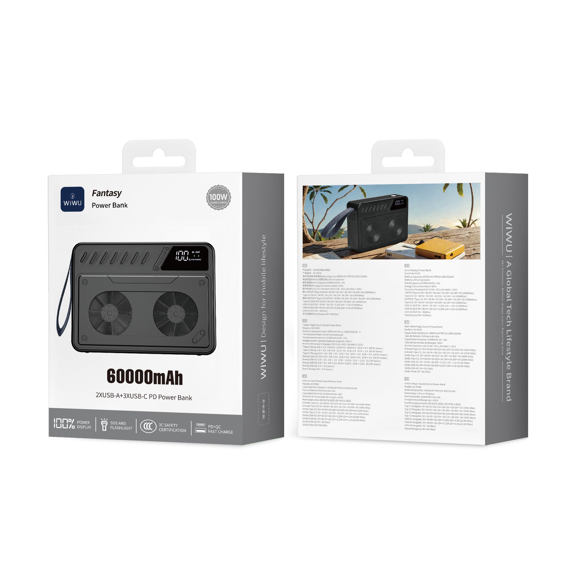 WIWU Fantasy 100W 60000mAh Power Bank – Fast & Massive Wi-P058 WIWU Fantasy 100W 60000mAh Power Bank – Fast & Massive Wi-P058