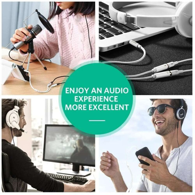 كابل صوت يوجرين 3.5 مم ذكر إلى 2 أنثى، مقسم علبة ABS للميكروفون / AV141