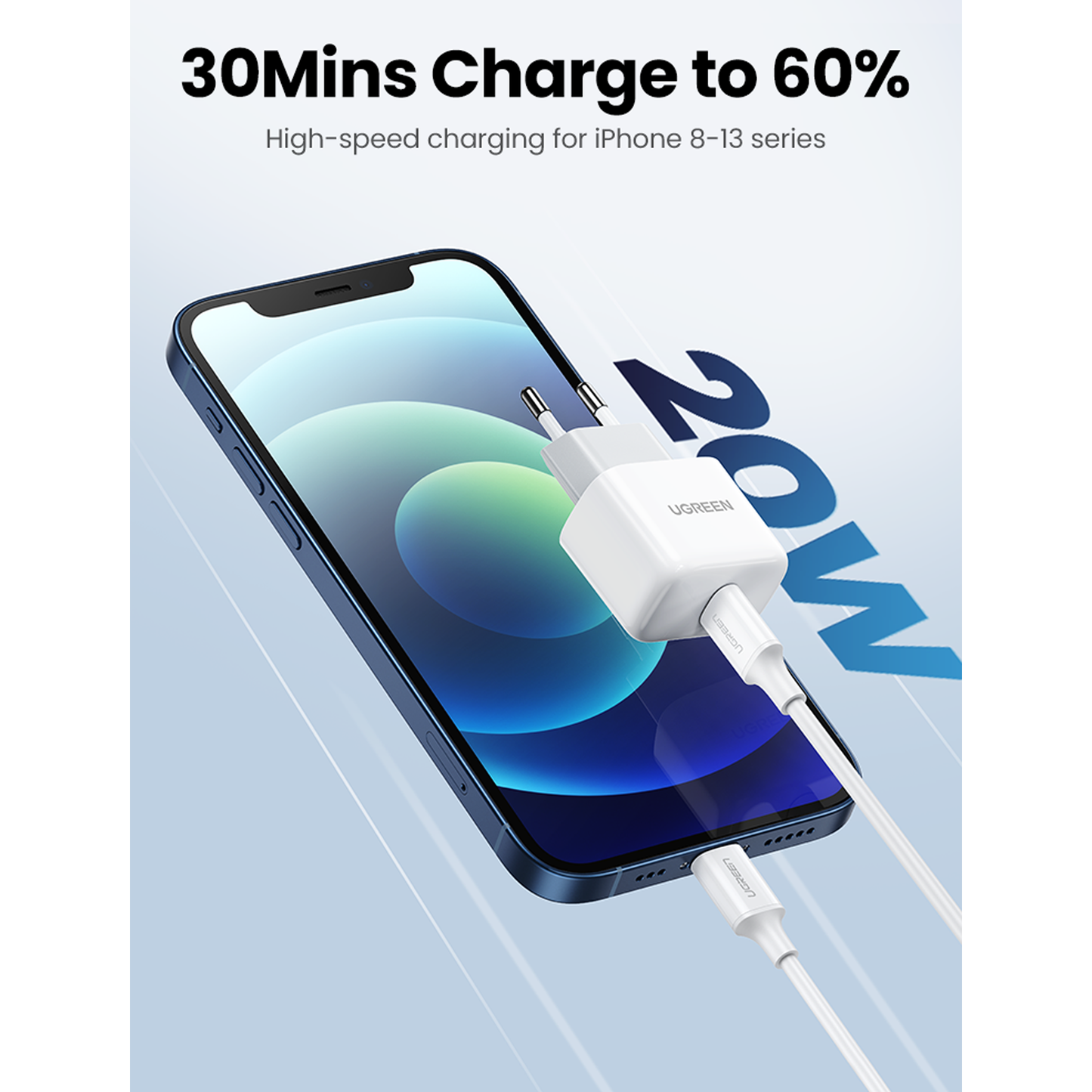 UGREEN 20W USB C Charger USB C Power Supply Mini USB C Power Adapter (White) /10220