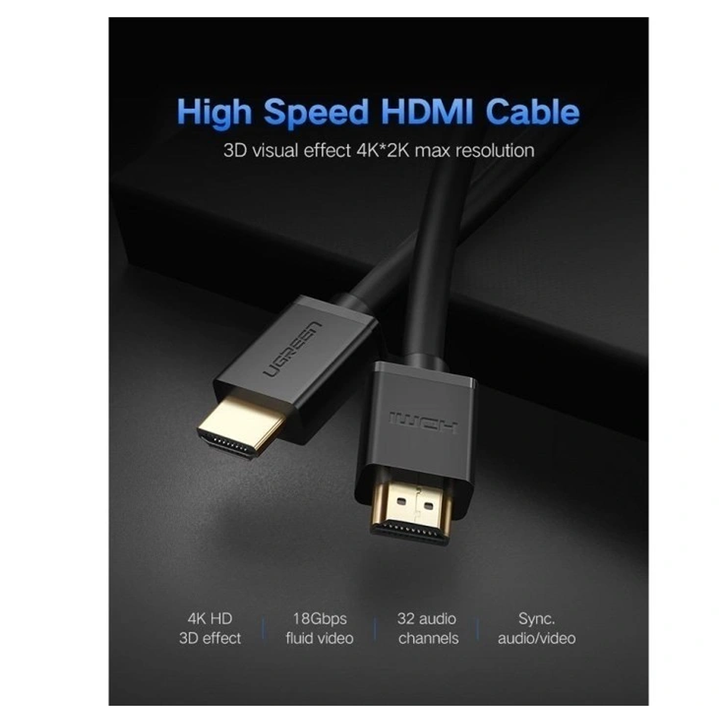 كابل UGREEN 4K HDMI 1.4 @30Hz عالي السرعة بقاعدة نحاسية (HD104)