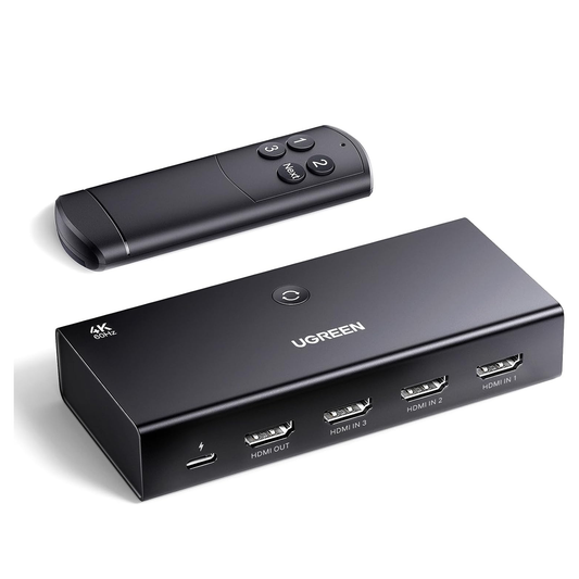 UGREEN 4K@60Hz HDMI Switch - 3 in 1 Out with Remote / 15376
