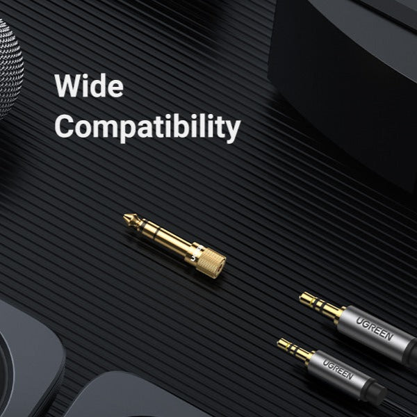 محول سماعة رأس ستيريو من UGREEN مقاس 6.35 مم ذكر إلى 3.5 مم أنثى (مطلي بالذهب)/20503 محول سماعة رأس ستيريو من UGREEN مقاس 6.35 مم ذكر إلى 3.5 مم أنثى (مطلي بالذهب)/20503