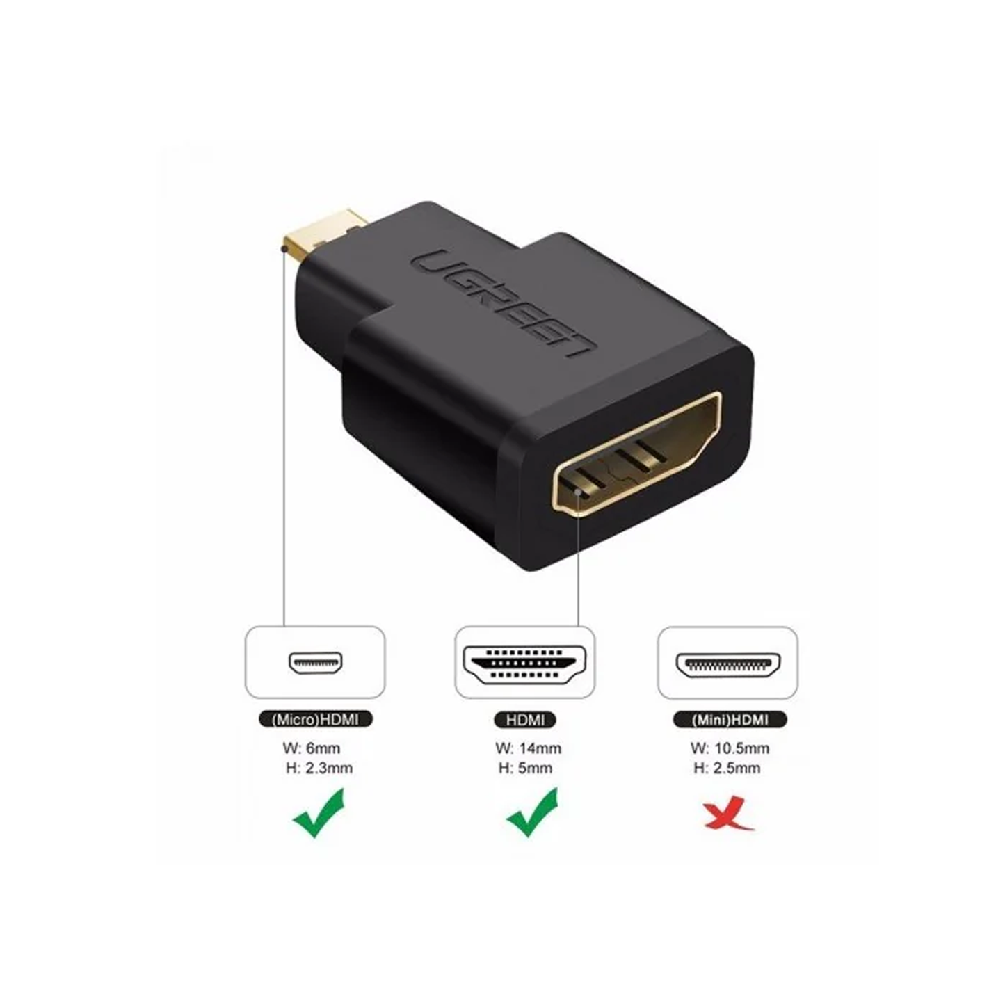 UGREEN Micro HDMI Male to HDMI Female Adapter (Black) / 20106