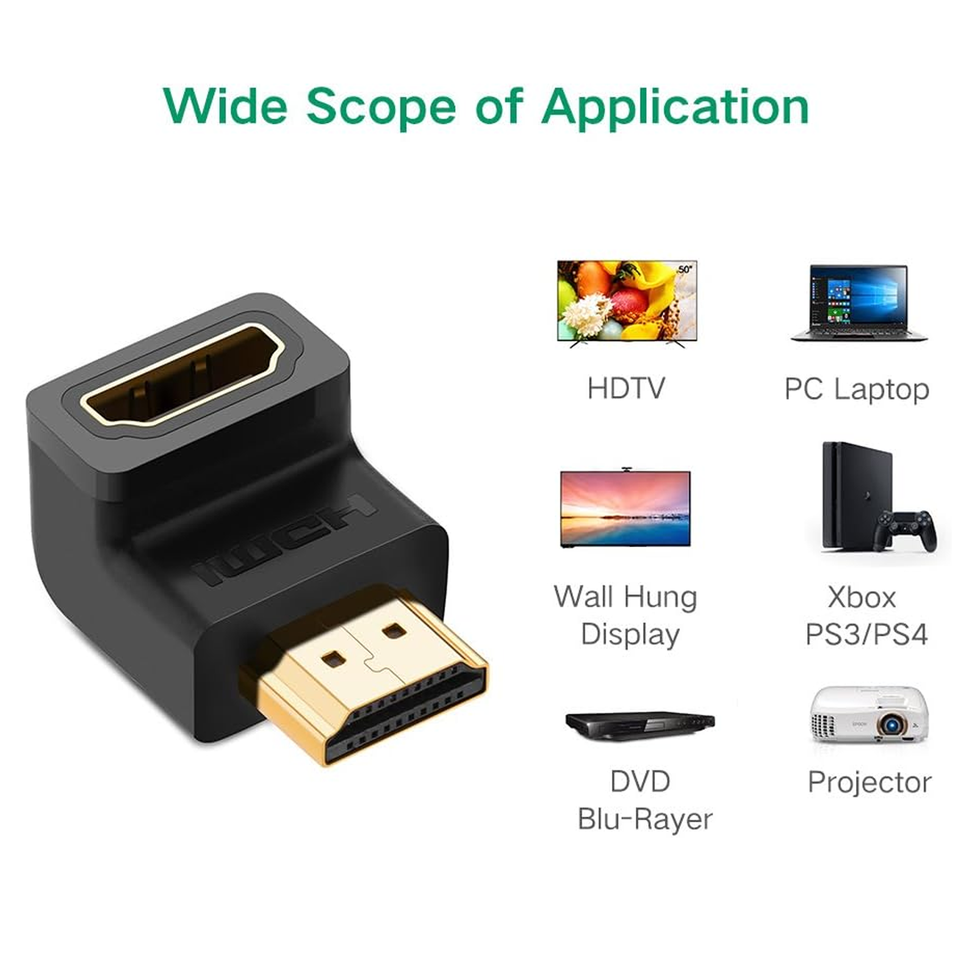 محول HDMI من ذكر إلى أنثى من UGREEN Down / 20109 محول HDMI من ذكر إلى أنثى من UGREEN Down / 20109