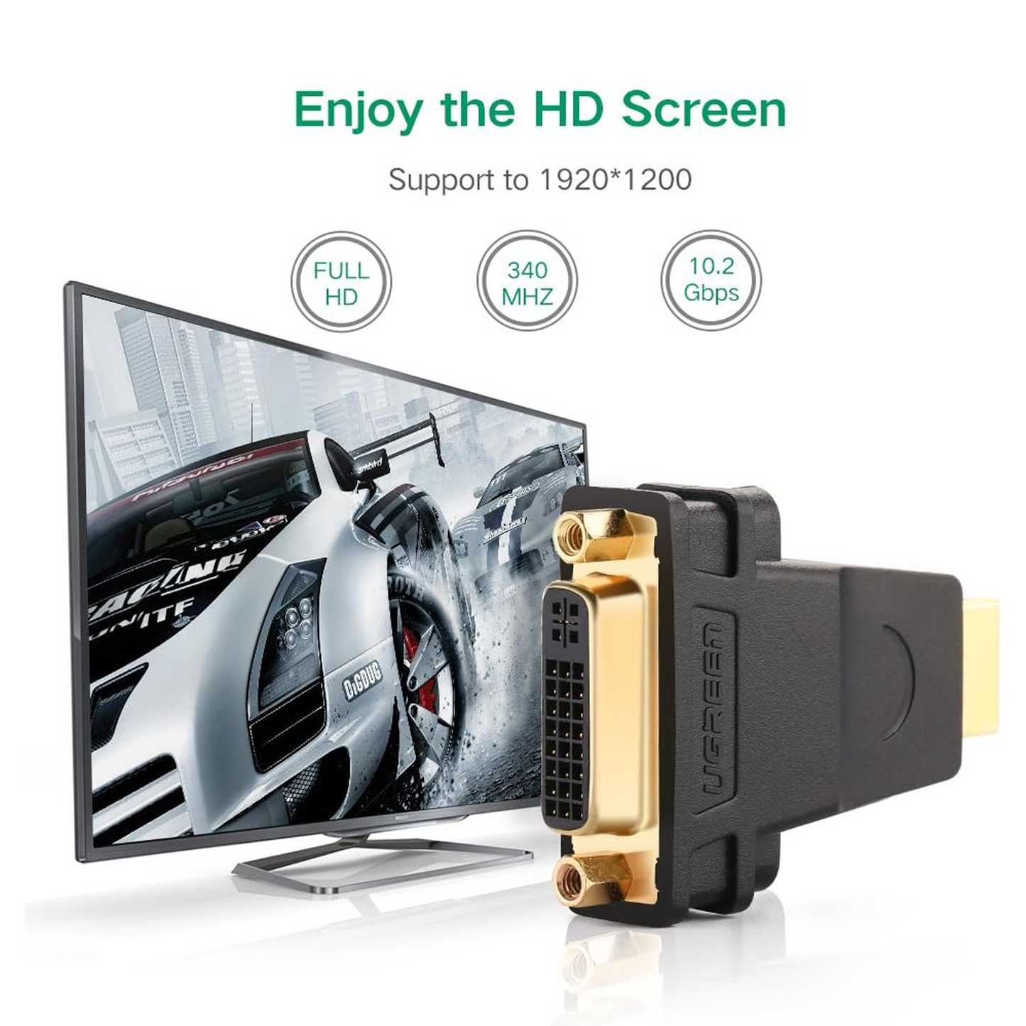 محول UGREEN HDMI ذكر إلى DVI (24+5) أنثى (أسود) / 20123