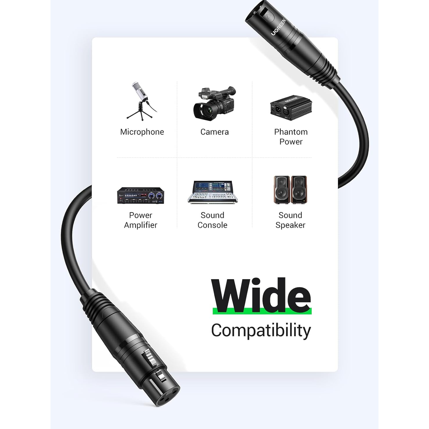 UGREEN Cannon Male To Female Microphone Extension Audio Cable / AV130