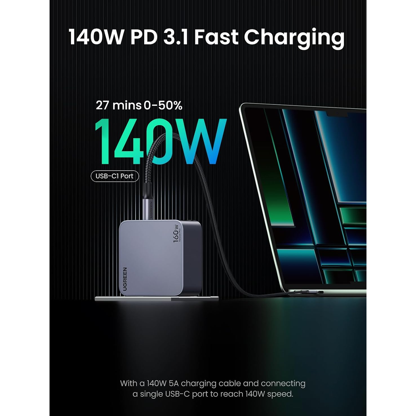 Ugreen Nexode 160W USB C GaN Charger-4 Ports Wall Charger / 25877