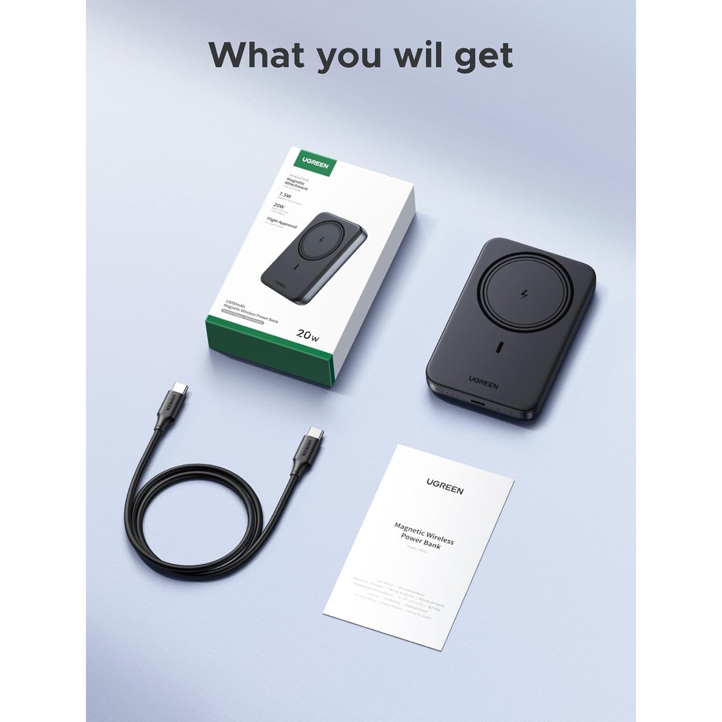 UGREEN Magsafe 10000mAh 20W Qi Certified Magnetic Wireless Power Bank Multicolor/ PB561