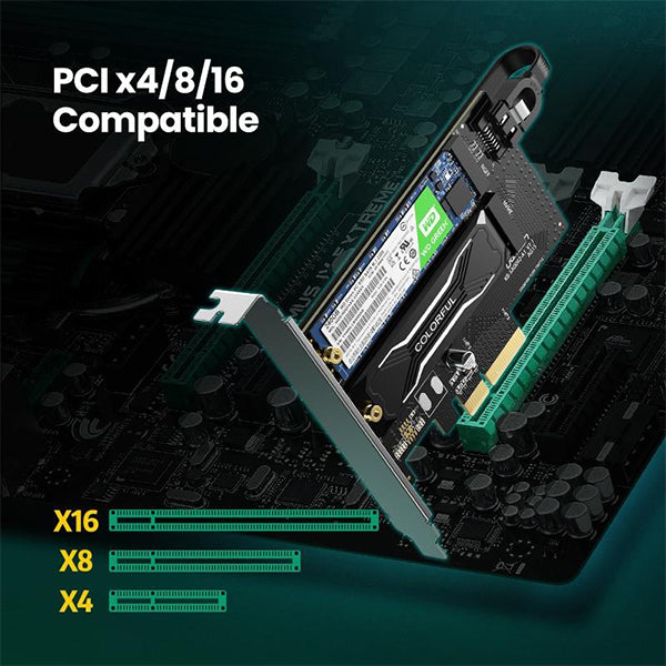 UGREEN M.2 NVMe + M.2 SATA إلى PCI-E 3.0 X 4 – بطاقة PCI express /70504