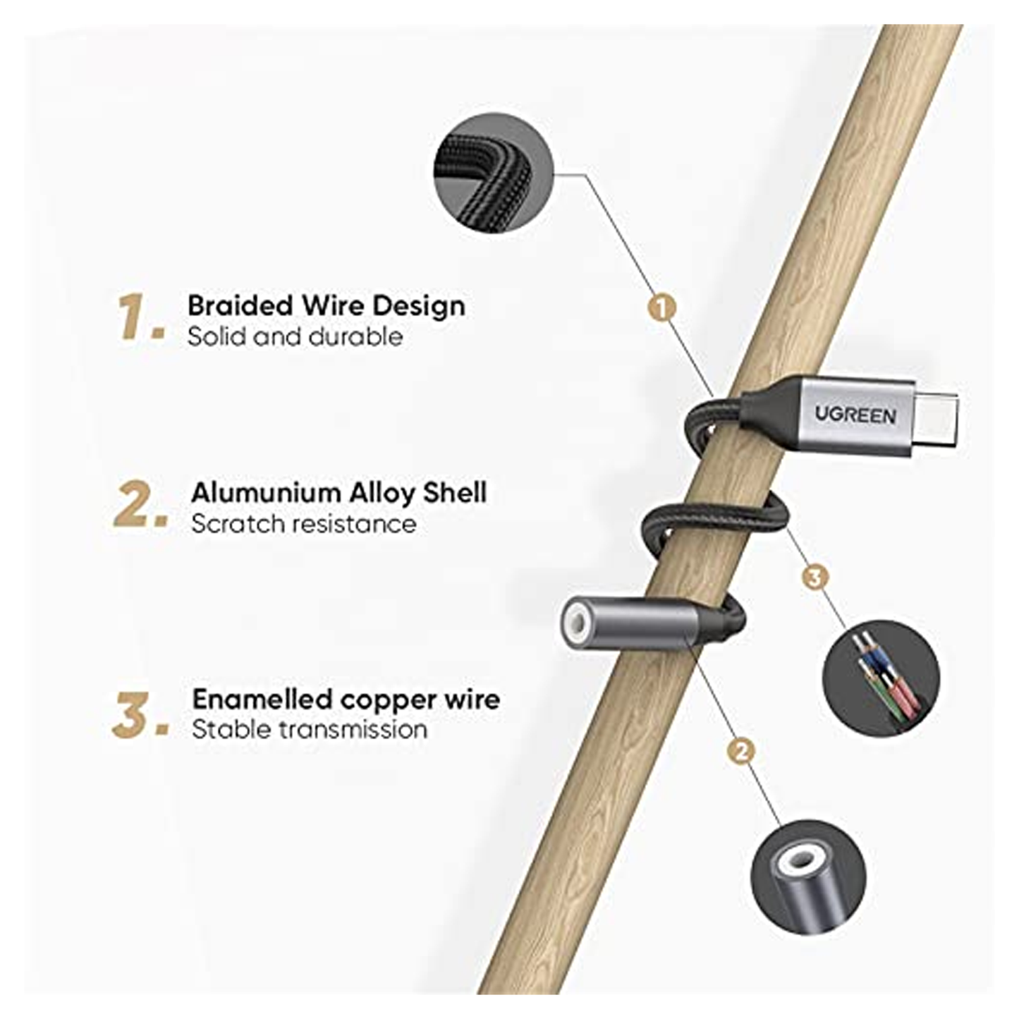 UGREEN USB C to 3.5mm Headphone Jack Adapter / 30632