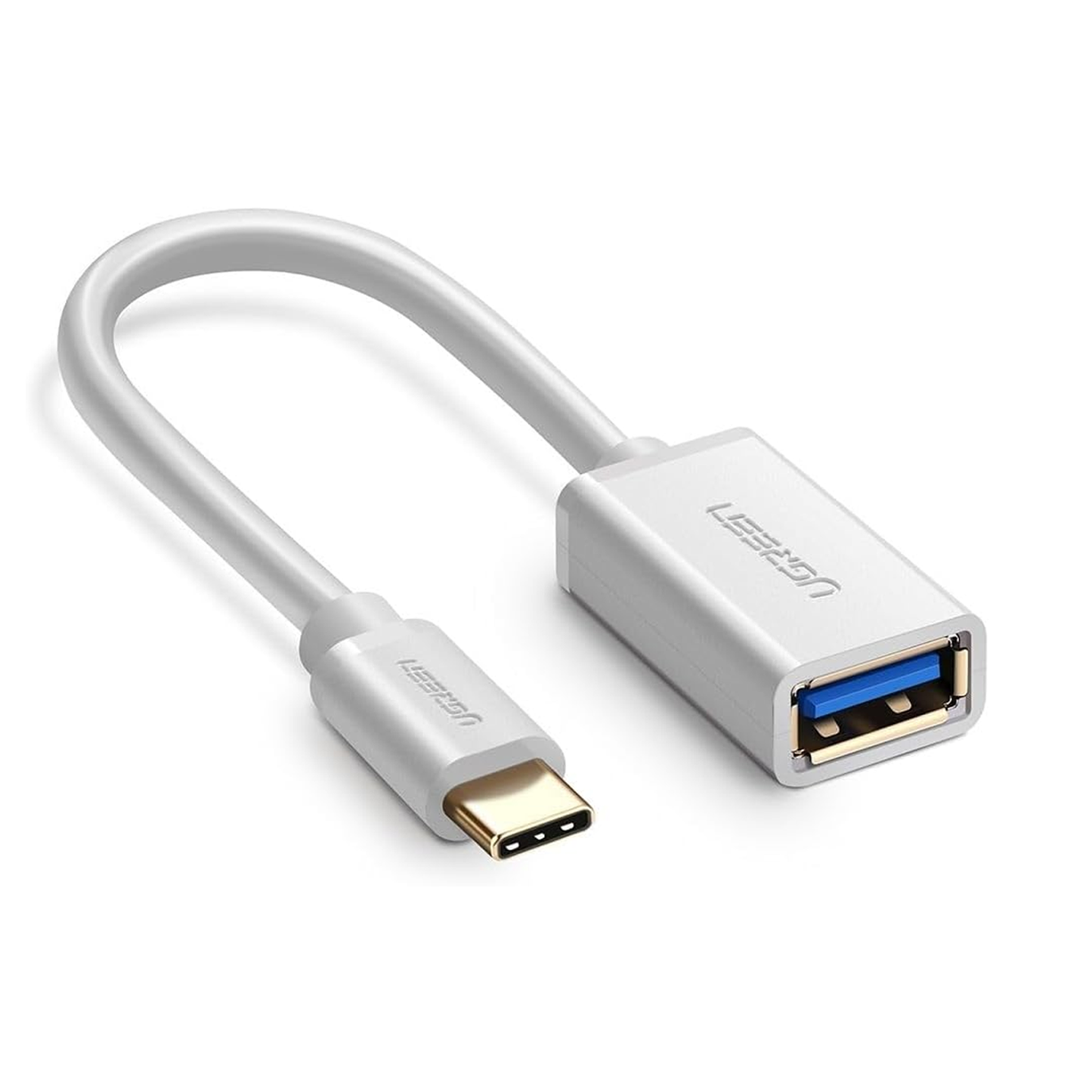 كابل OTG USB-C ذكر إلى USB 3.0 أنثى من UGREEN بطول 15 سم (أبيض) 30702 