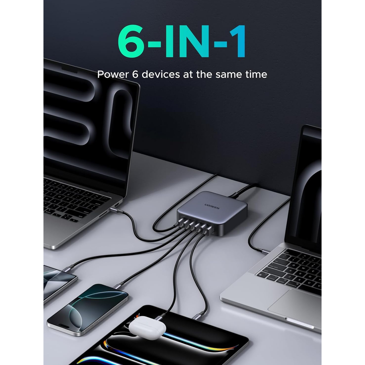 Ugreen Nexode 200W USB C GaN Charger-6 Ports Desktop Charger / 40914