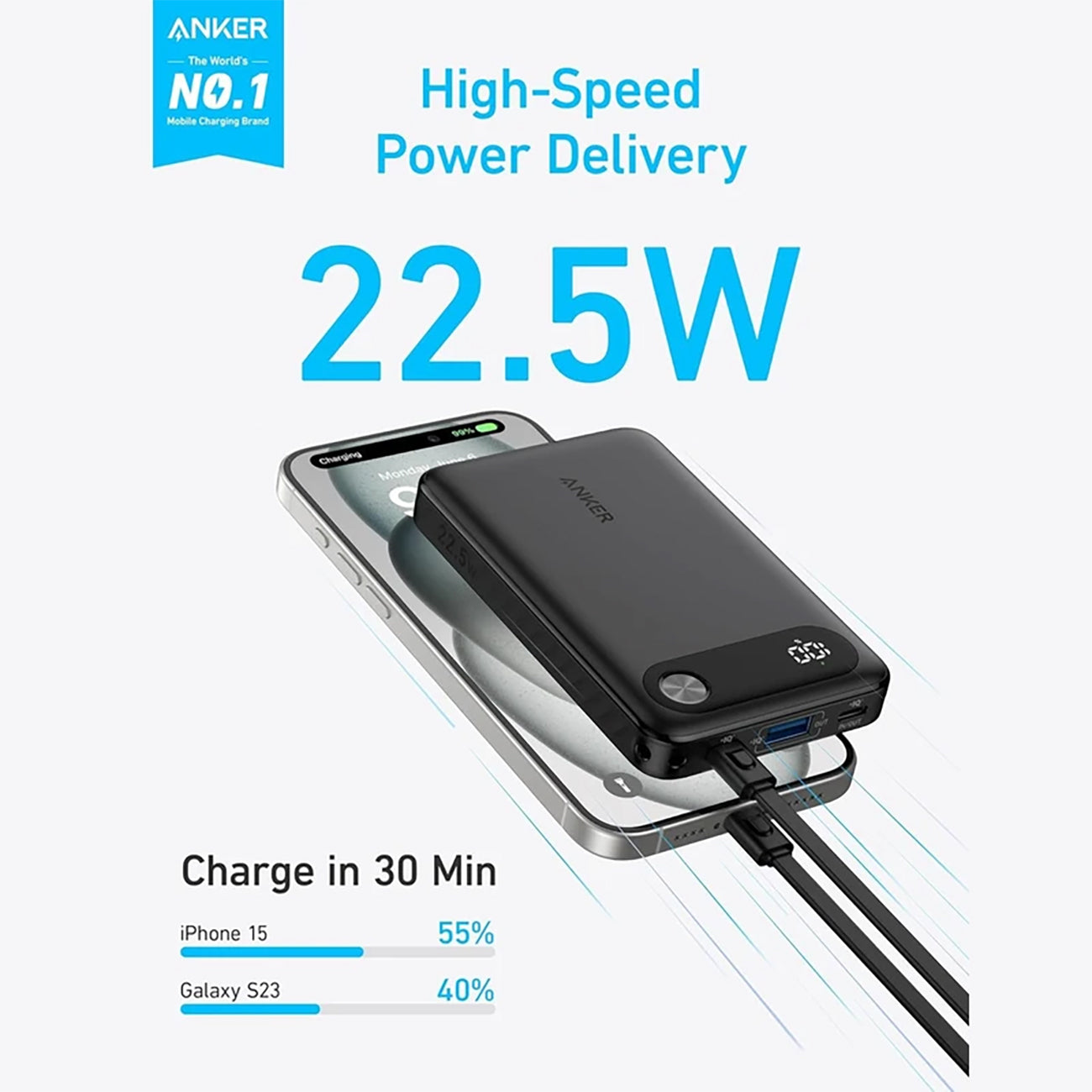 بنك الطاقة ANKER Pocket Sized Power Boost (10K، 22.5W) Series 3 - A1388H11