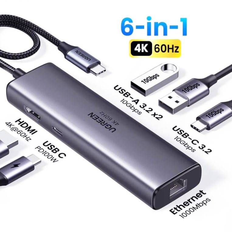 Ugreen 6-in-1 Multifunctional USB-C Hub / 45000 Ugreen 6-in-1 Multifunctional USB-C Hub / 45000