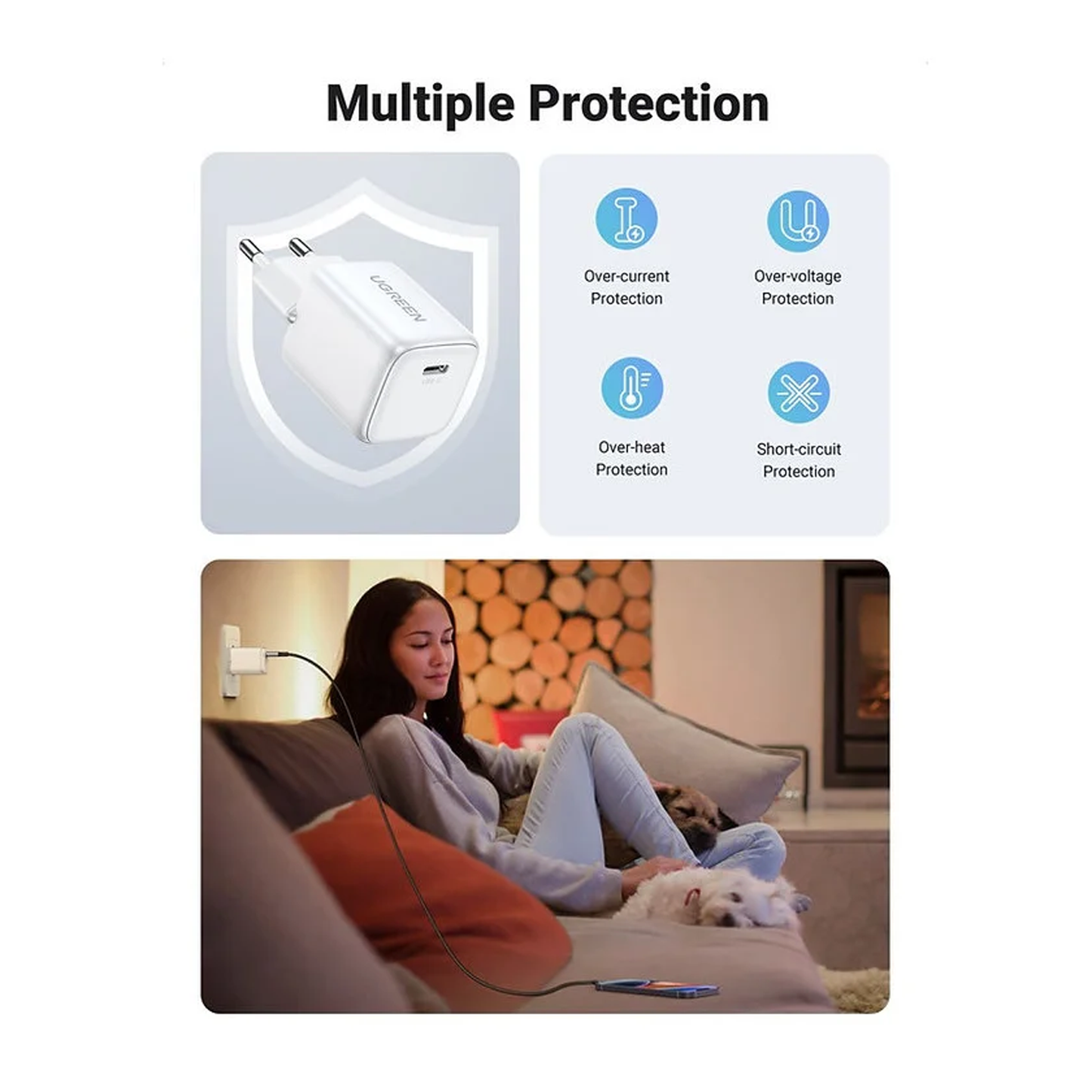 UGREEN 30W USB-C GaN Fast Charger EU (Set) -Multicolor / X513