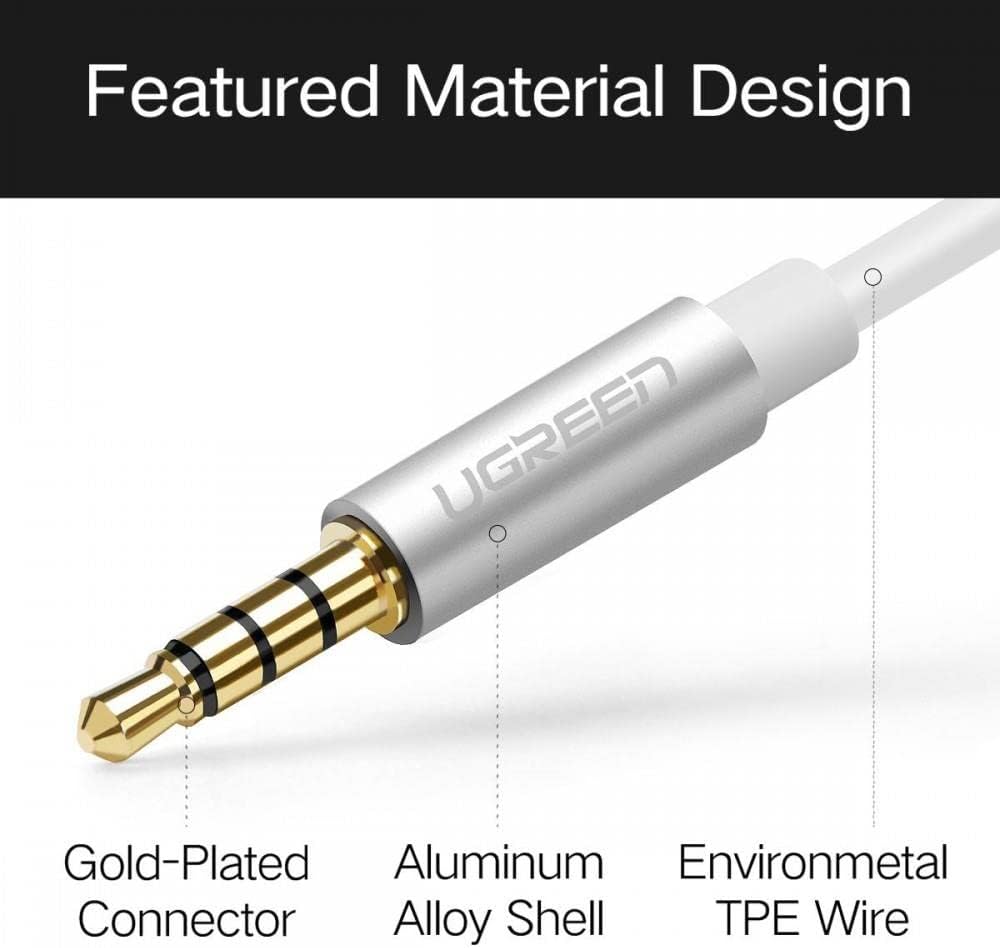 كابل صوت UGREEN مقاس 3.5 مم ذكر إلى 2 أنثى مع هيكل من الألومنيوم (أسود) /30619