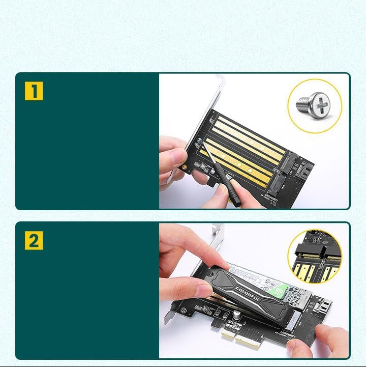 UGREEN M.2 NVMe + M.2 SATA إلى PCI-E 3.0 X 4 – بطاقة PCI express /70504