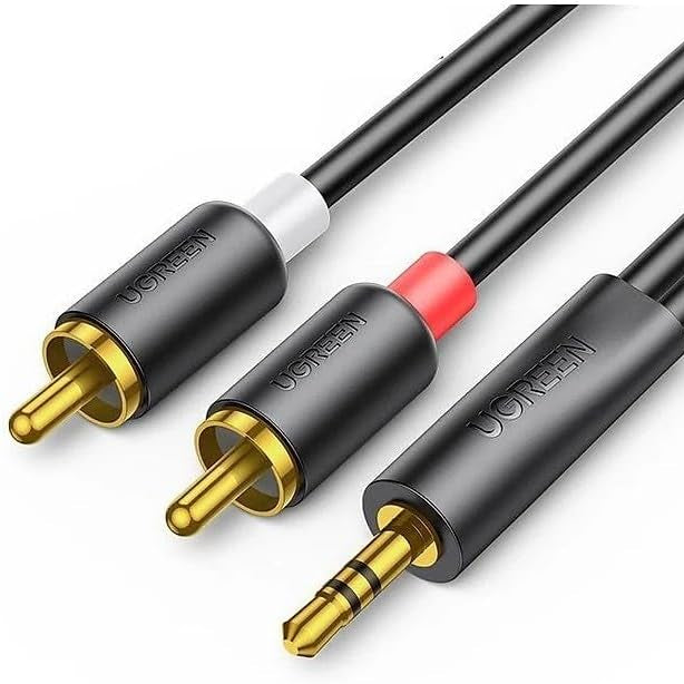 كابل صوت Ugreen مطلي بالذهب عيار 24 قيراطًا من 3.5 مم ذكر إلى 2RCA ذكر / AV195 كابل صوت Ugreen مطلي بالذهب عيار 24 قيراطًا من 3.5 مم ذكر إلى 2RCA ذكر / AV195