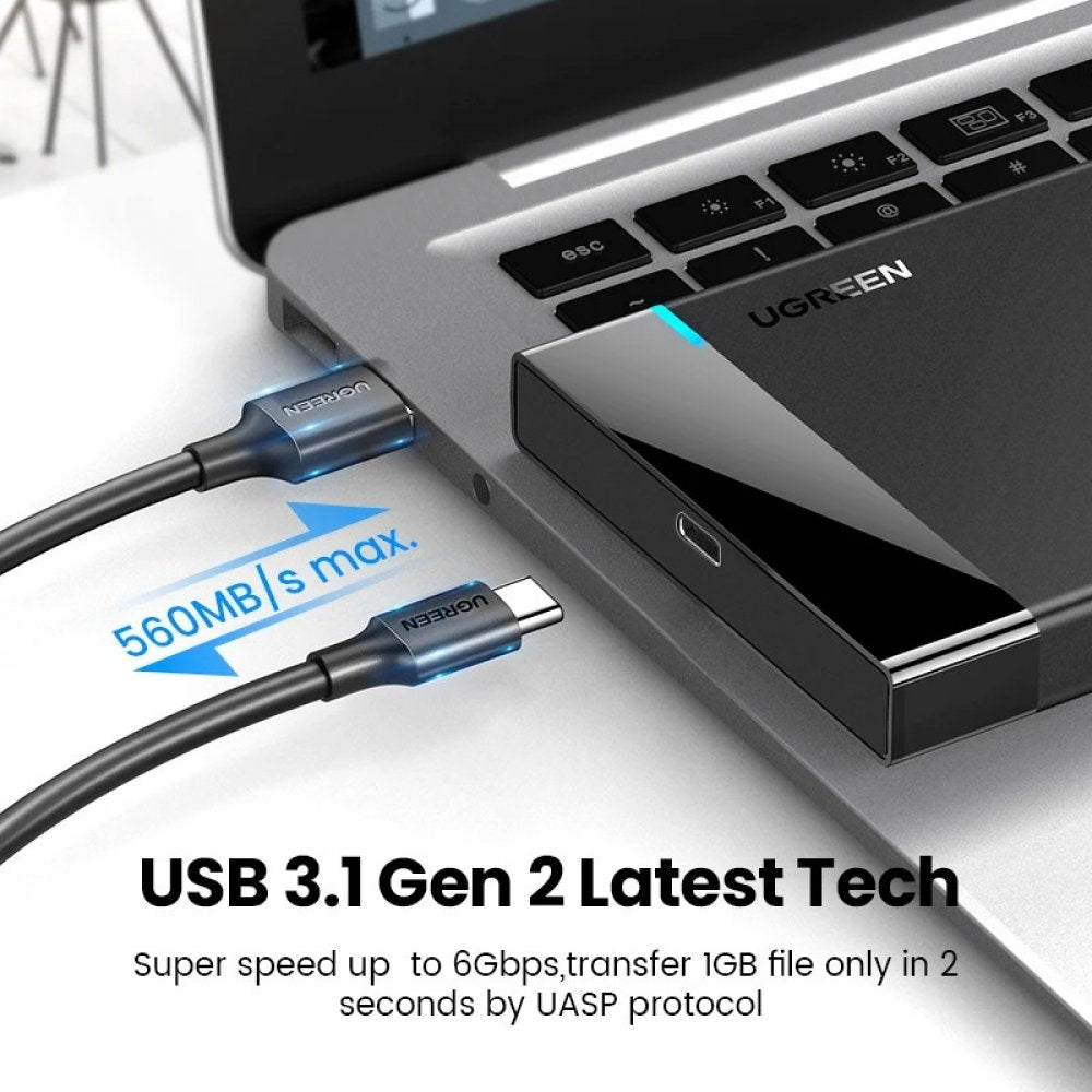 UGREEN USB 3.1 2.5″ Hard Drive Enclosure USB-A to USB-C & USB-C to USB-C Cables/ 60735