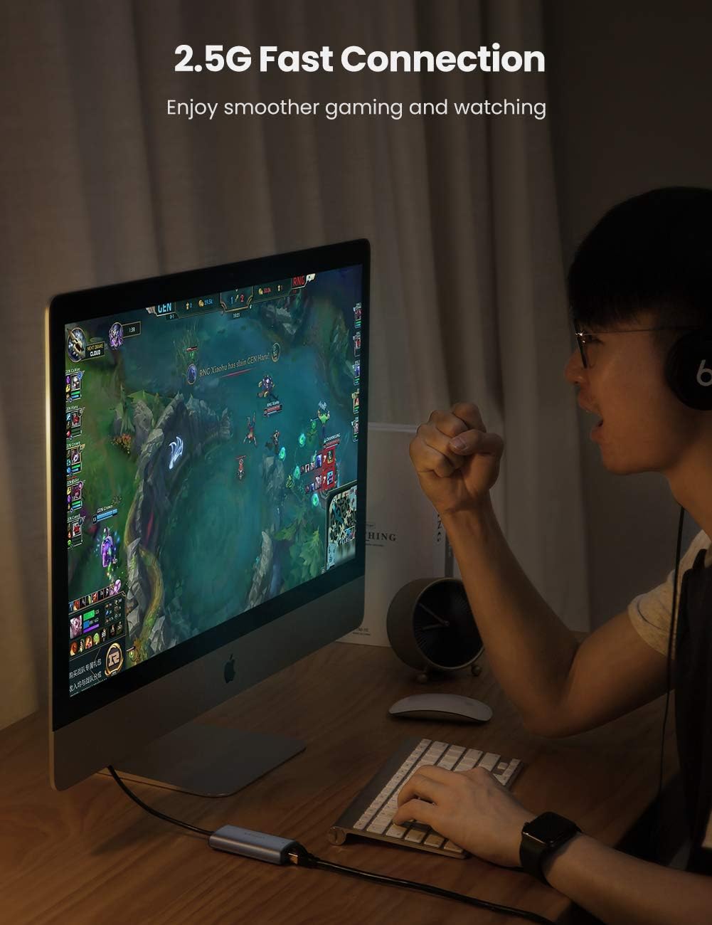 محول إيثرنت USB-C إلى RJ45 2.5G من يوجرين (رمادي فضائي) /70446