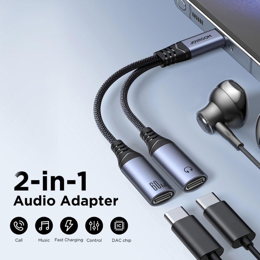 JOYROOM Audio-Transfer Series 2-in-1 Audio Adapter (Type-C to Dual Type-C) - SY-C03