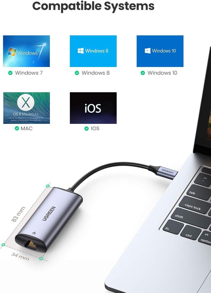 محول إيثرنت USB-C إلى RJ45 2.5G من يوجرين (رمادي فضائي) /70446