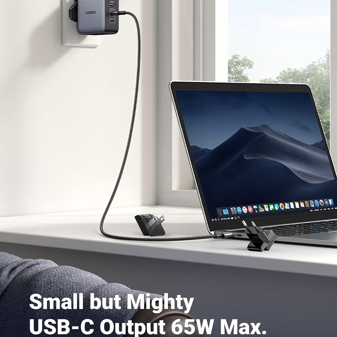 شاحن للسفر يدعم الشحن السريع بقوة 65 واط 3 منافذ  / 90409