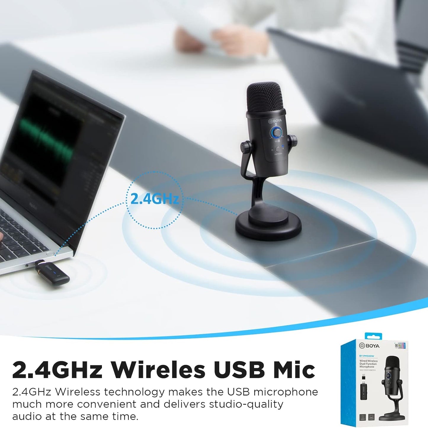 BOYA BY-PM500W Dual Mode Wireless & Wired Omnidirectional/Cardoid Microphone