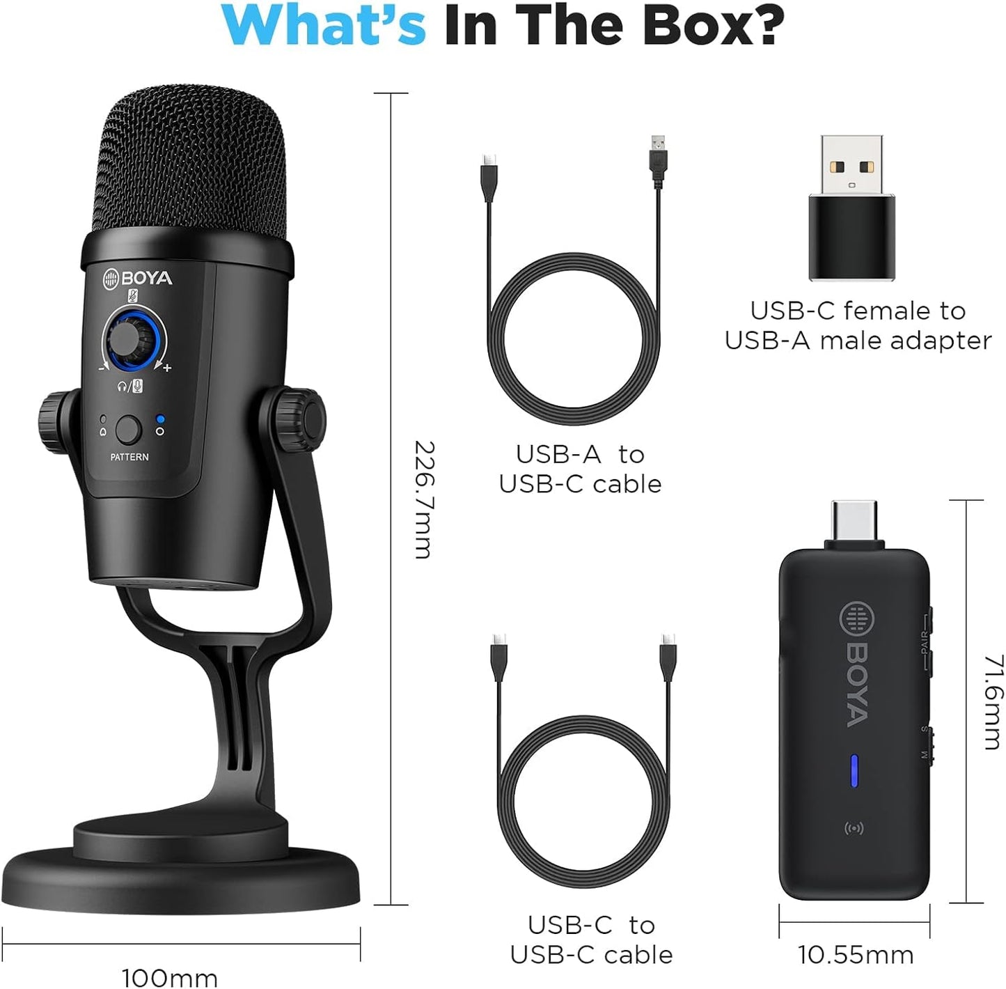 BOYA BY-PM500W Dual Mode Wireless & Wired Omnidirectional/Cardoid Microphone