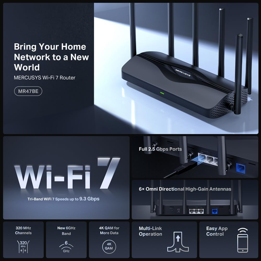 Mercusys MR47BE | BE9300 Tri-Band Wi-Fi 7 Router