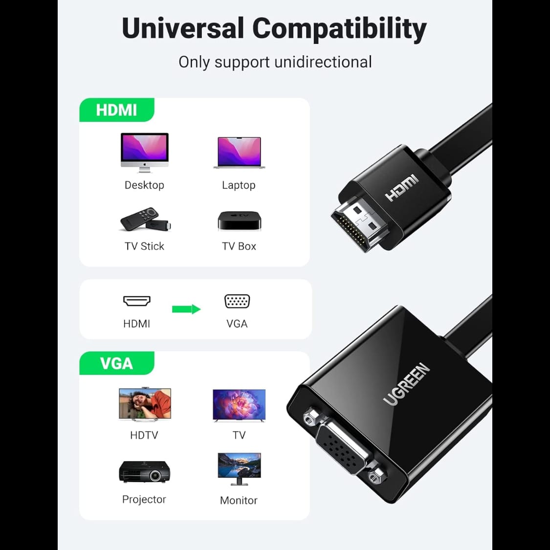 UGREEN HDMI to VGA + HDMI Converter-MM102 |40233 UGREEN HDMI to VGA + HDMI Converter-MM102 |40233
