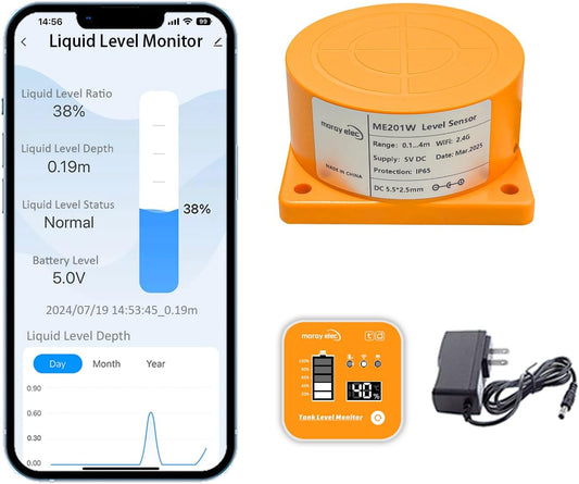 Wireless Tank Level Meter | WiFi Screen + RF Sensor | Moray ME201R