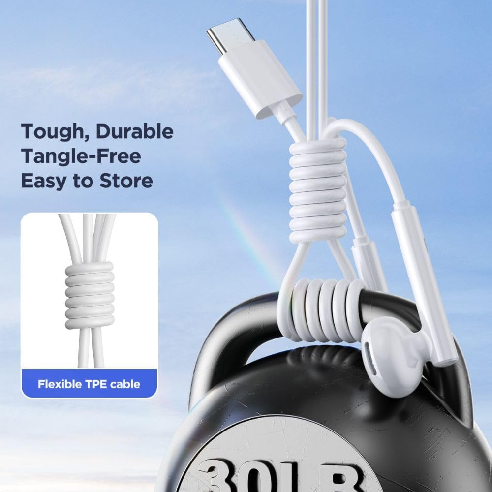 سماعات أذن سلكية من سلسلة Joyroom Type-C نصف داخلية - أبيض /JR-EC05